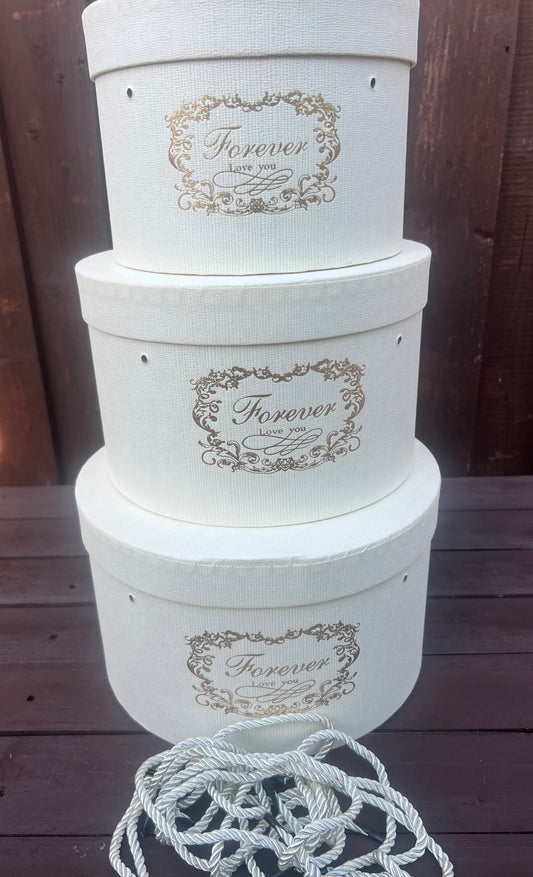 SET OF 3 FOREVER LOVE HAT BOXES CREAM