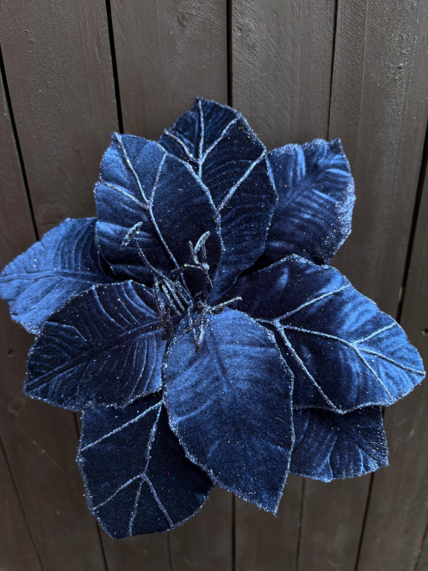 31cm DELUXE VELVET POINSETTIA NAVY