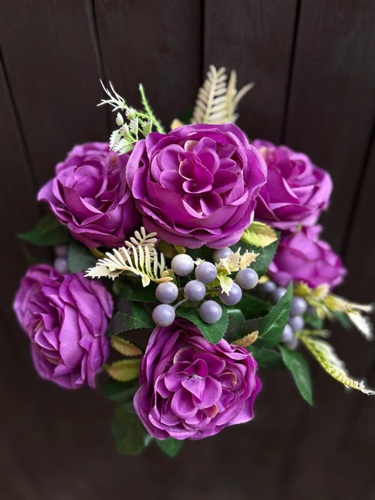 43CM CAMELLIA ROSE BUSH PURPLE
