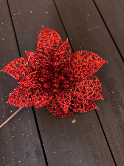 ASSORTED BAG 12cm FILIGREE POINSETTIA x 14pcs