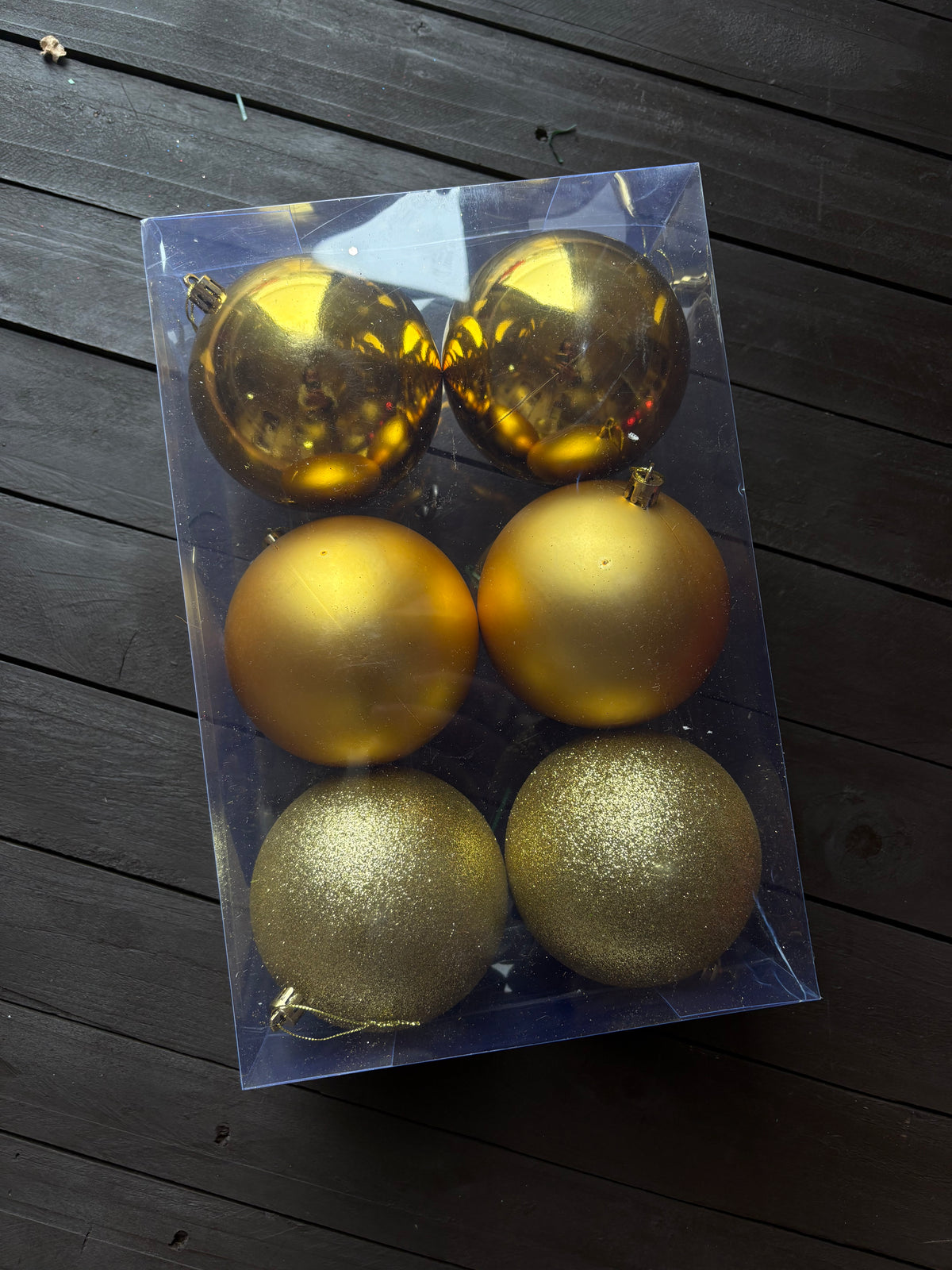 PACK 6 10cm ASSORTED CHRISTMAS BAUBLE GOLD