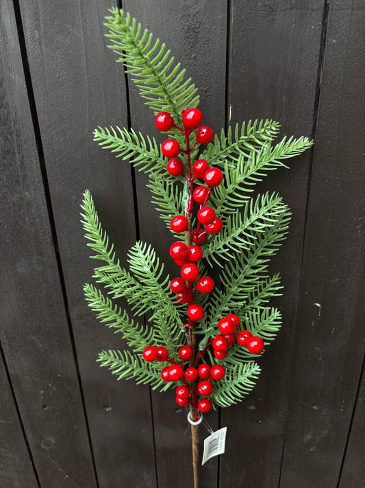 66cm PINE & BERRY SPRAY RED/GREEN