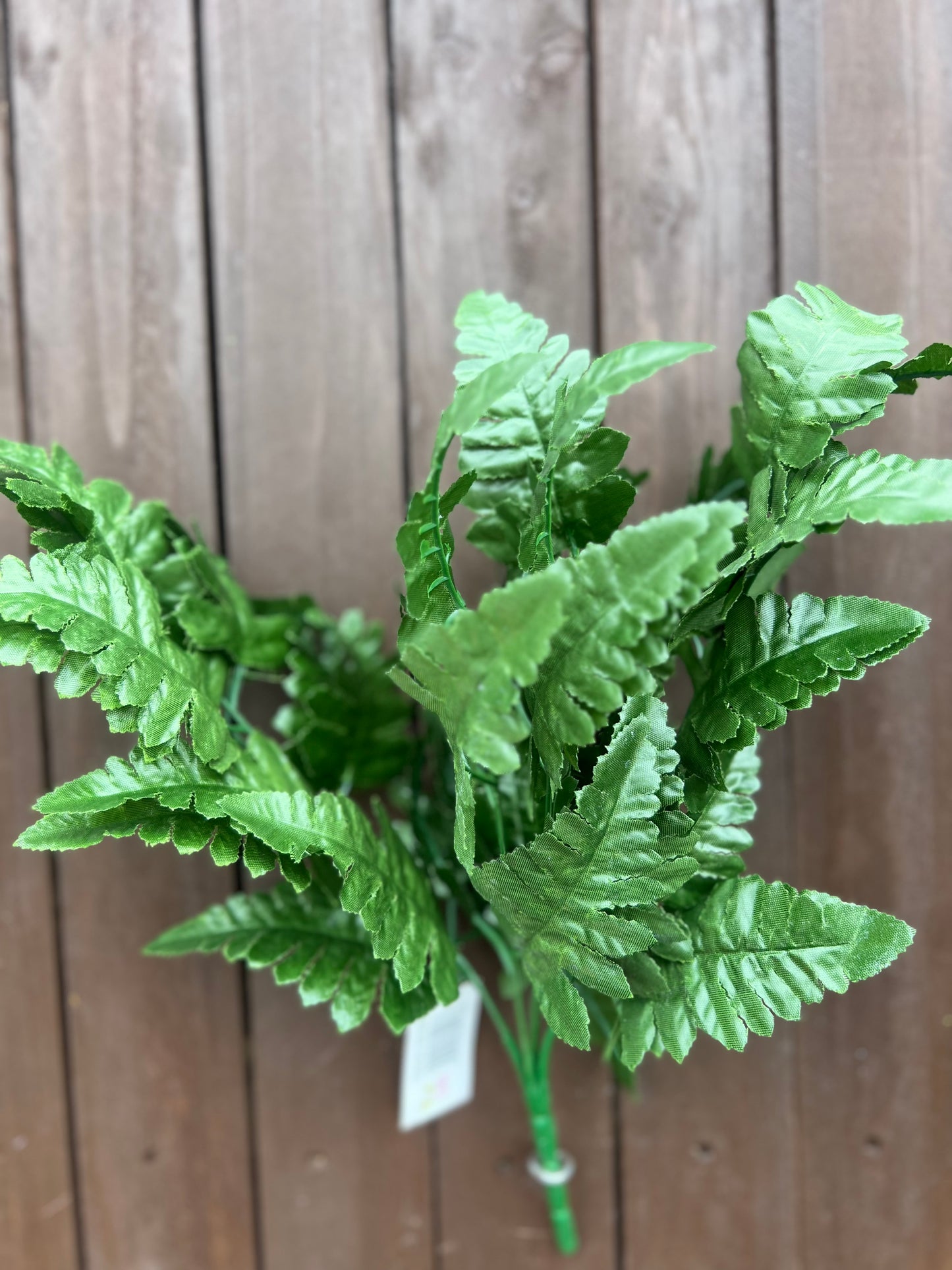 44CM LEATHER FERN BUSH DARK GREEN