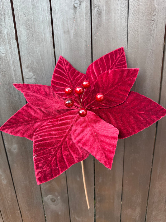 28cm PEARL POINSETTIA BURGUNDY