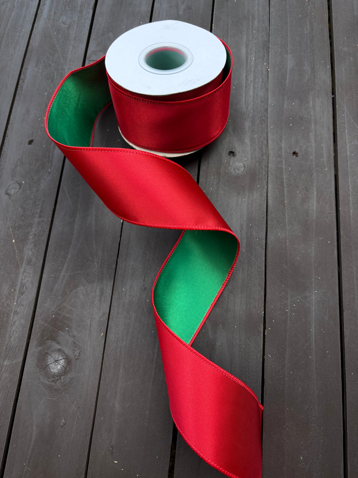 WIRED LUXURY SATIN RIBBON RED/GREEN
