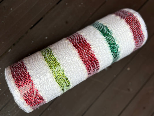 RED GREEN WHITE BOBBLE MESH 25 x 9.1m