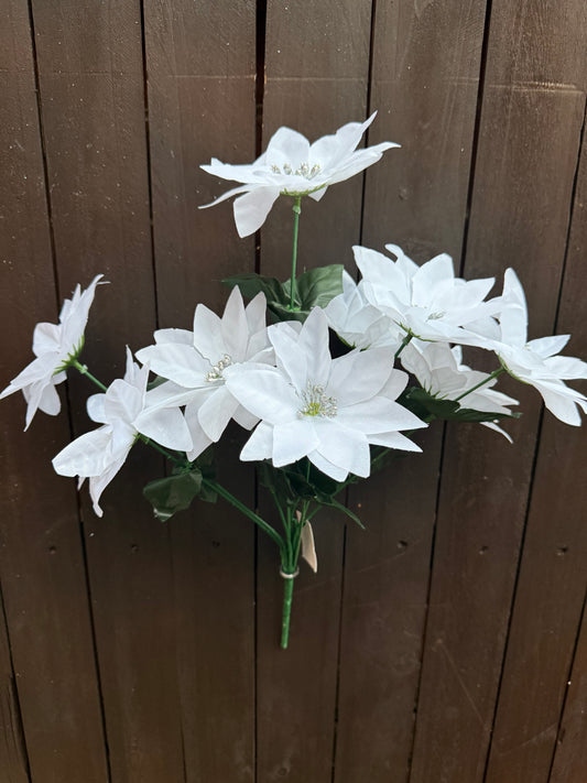 9 HEAD POINSETTIA BUSH WHITE