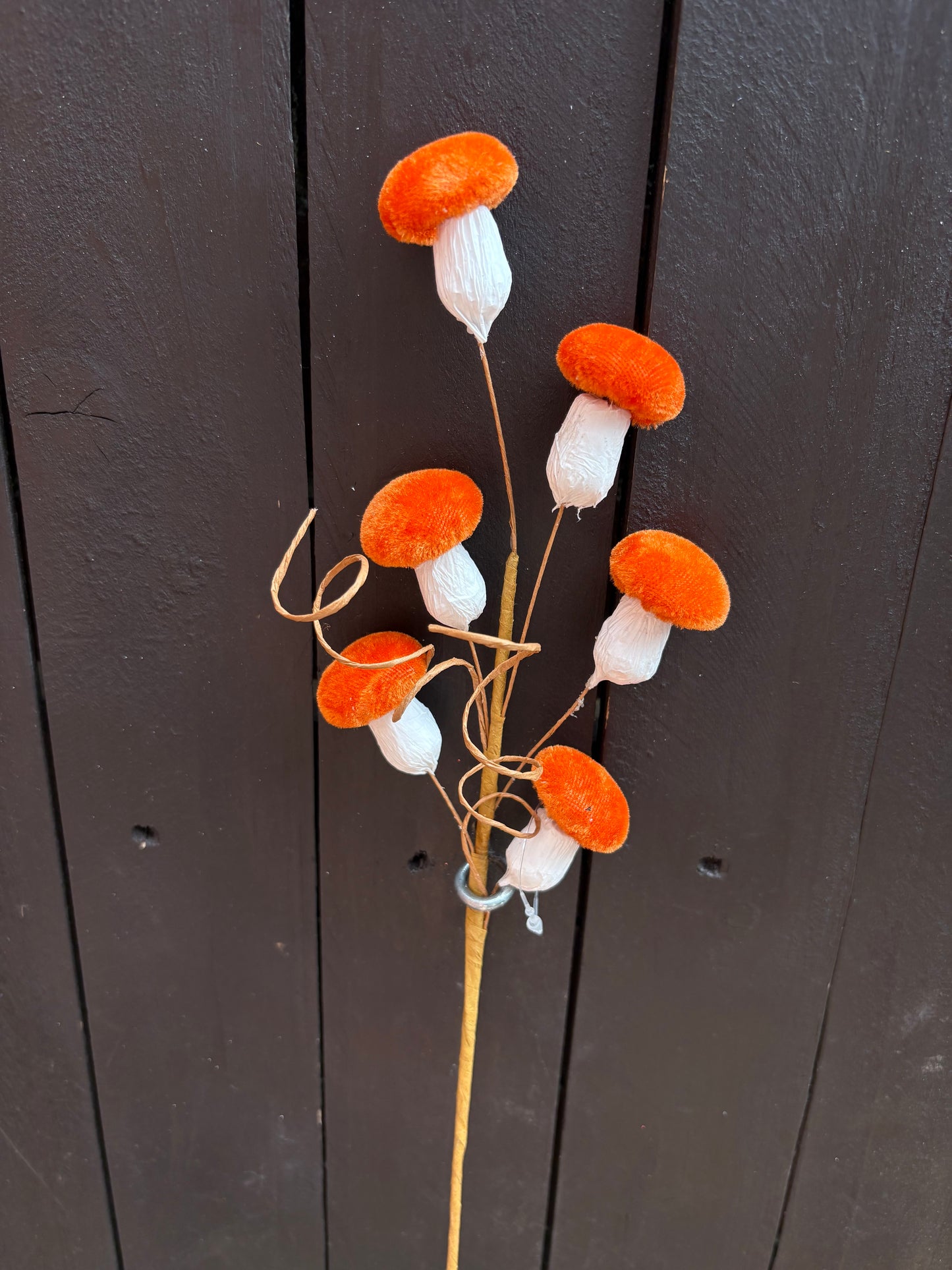 40cm MINI VELVET MUSHROOM SPRAY ORANGE