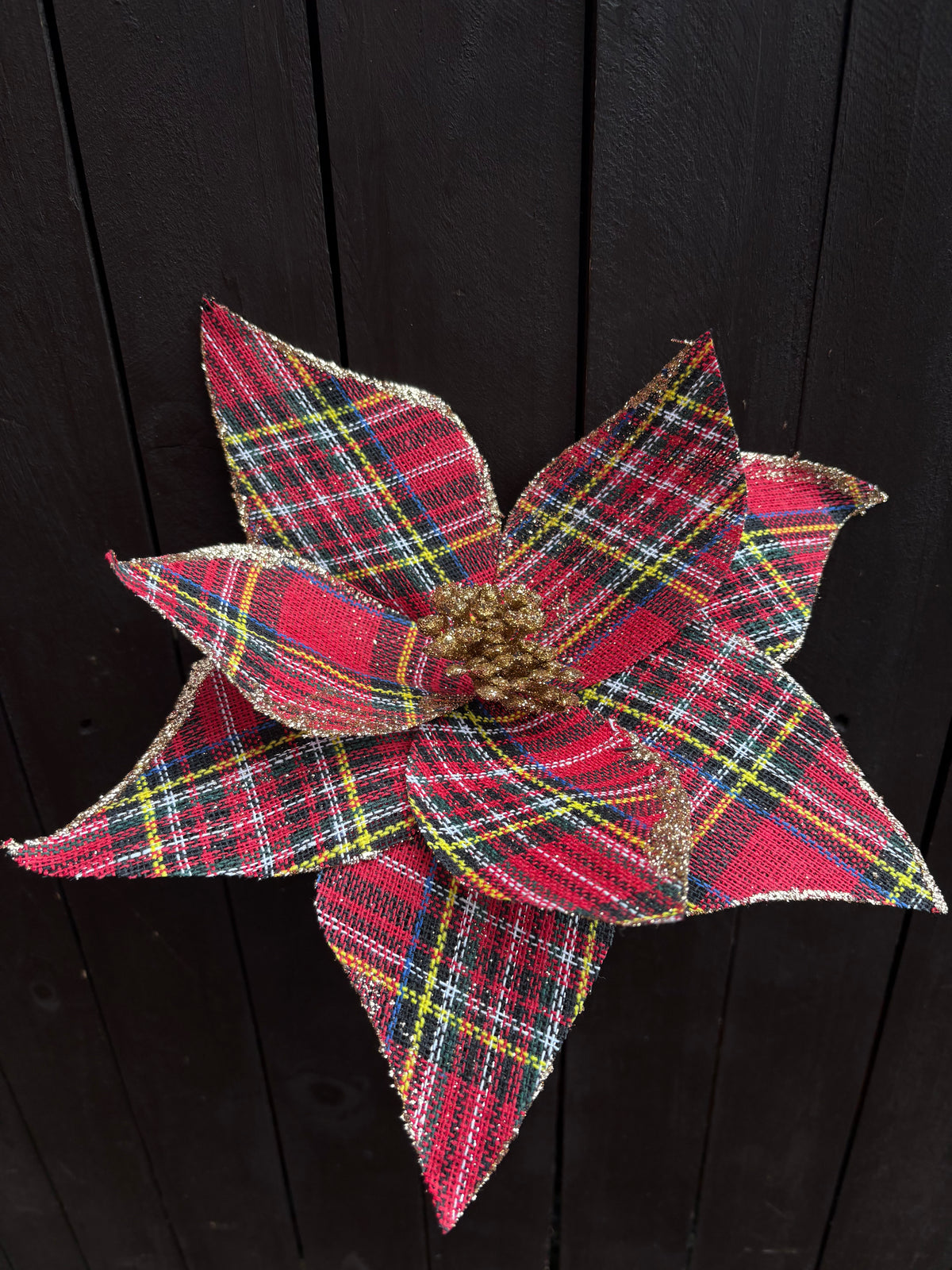 30cm TARTAN POINSETTIA RED/GOLD