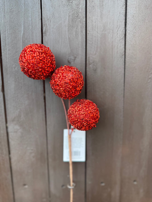 BEAD BAUBLE STEM RED