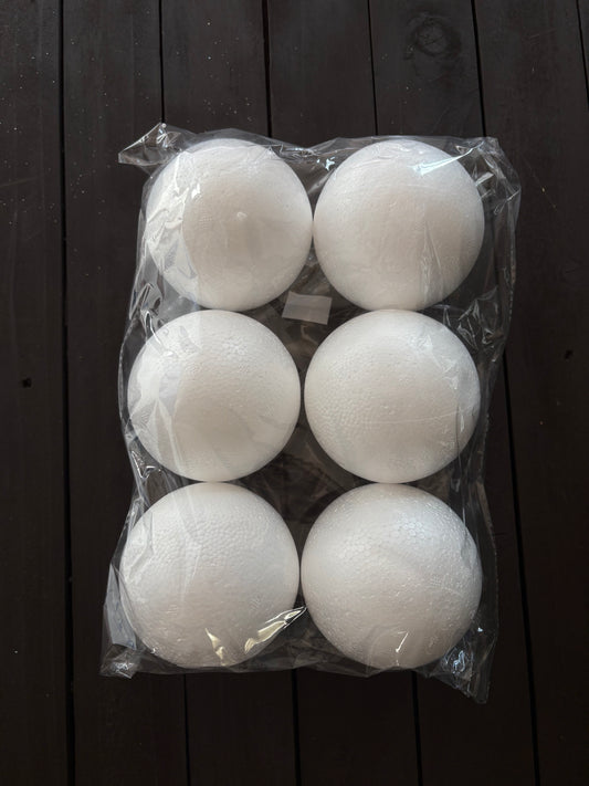 PACK 6 10cm POLYSTYRENE SOLID SPHERE BALL