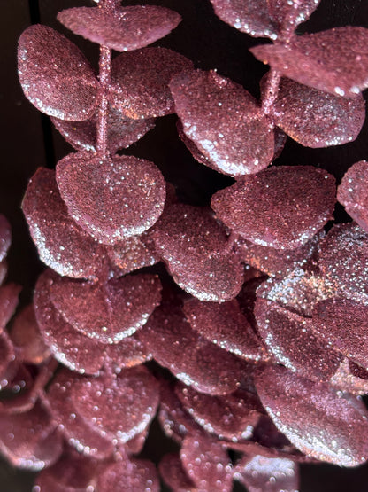 86cm GLITTER EUCALYPTUS SPRAY PINK