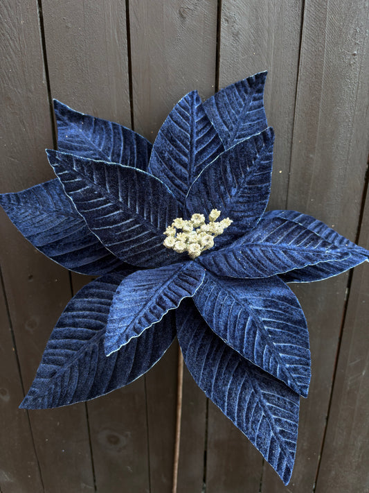 33cm TRADITIONAL POINSETTIA NAVY