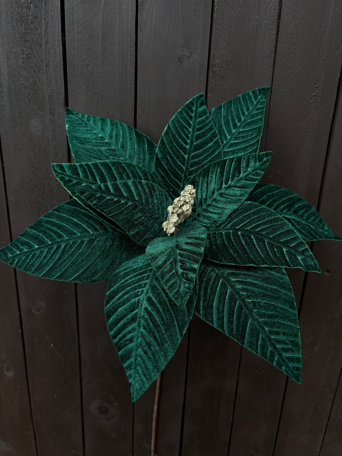 33cm TRADITIONAL POINSETTIA DARK GREEN