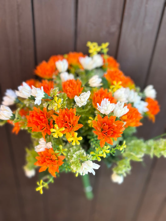 44cm BABY CHRYSANTHEMUM BUSH ORANGE/IVORY