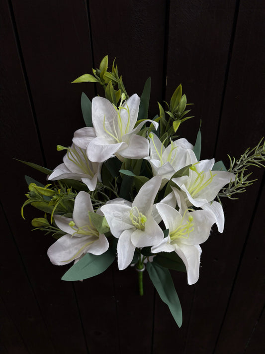 40cm LILY FOLIAGE BUSH IVORY