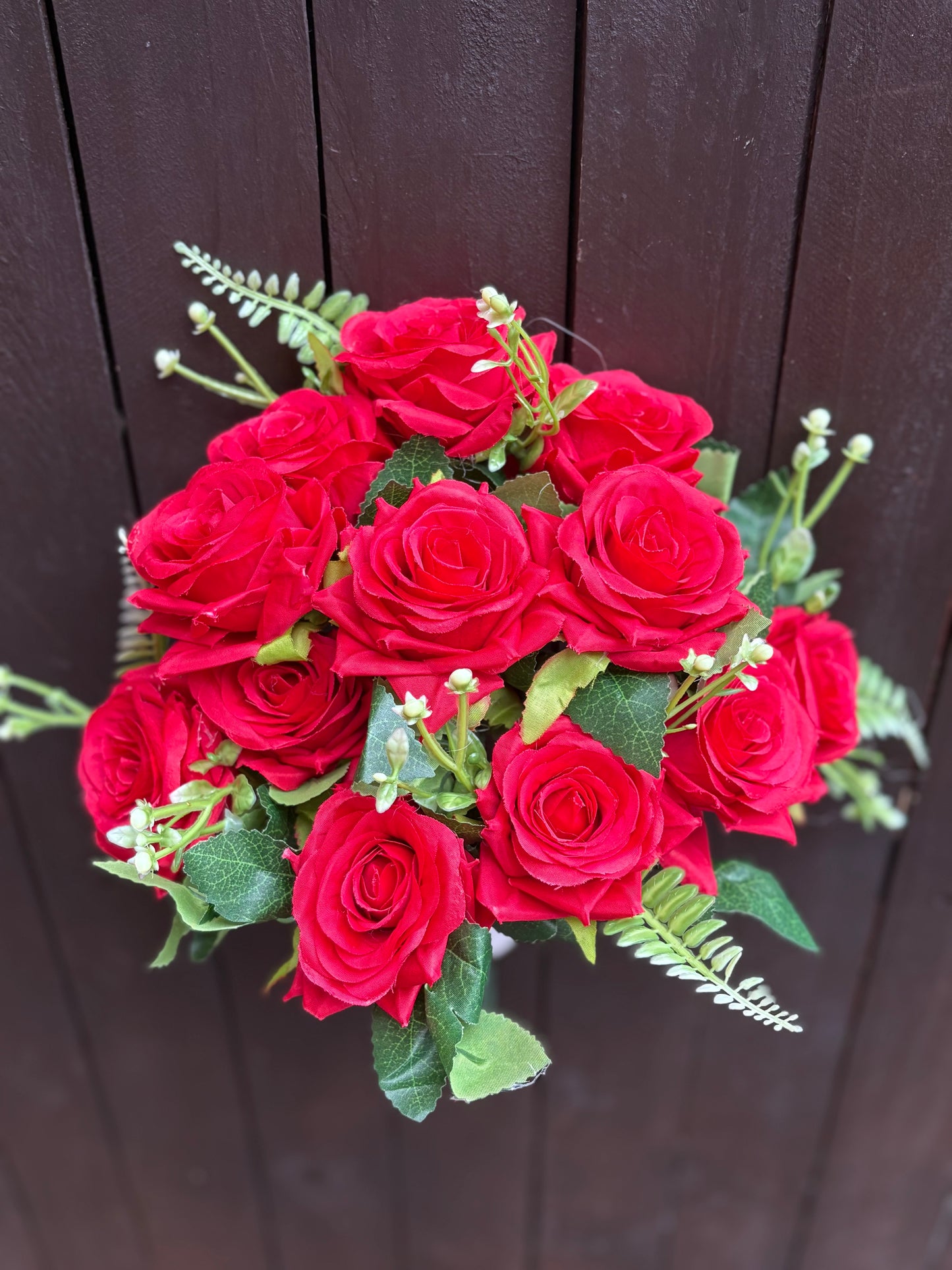 36cm 12 HEAD DIAMOND ROSE BUSH RED