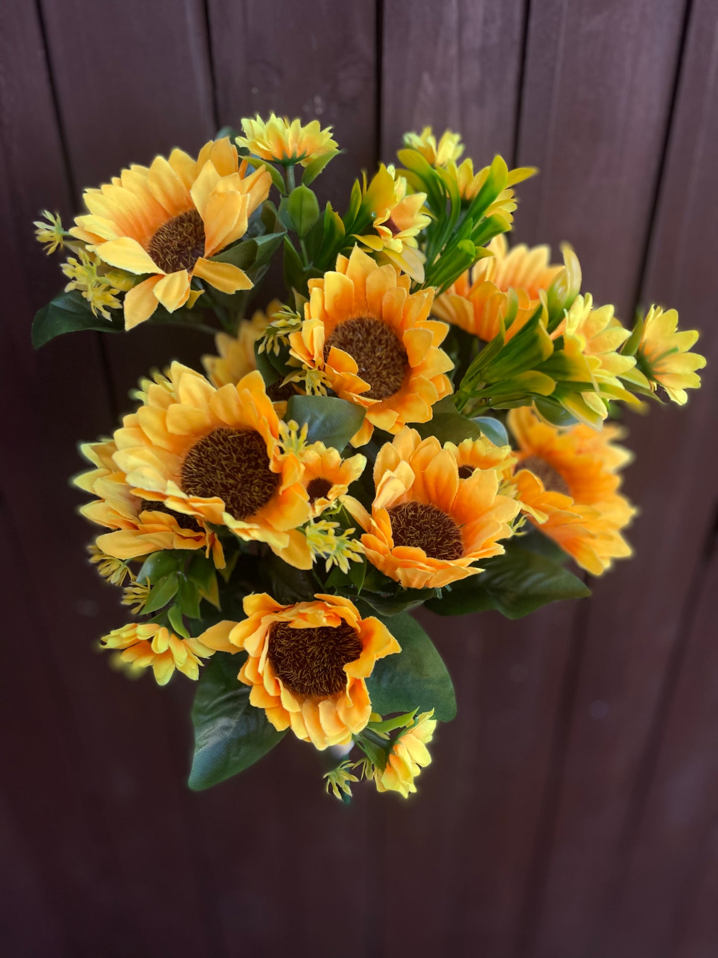 50cm LARGE MIXED SUNFLOWER BUSH WITH FOLIAGE YELLOW