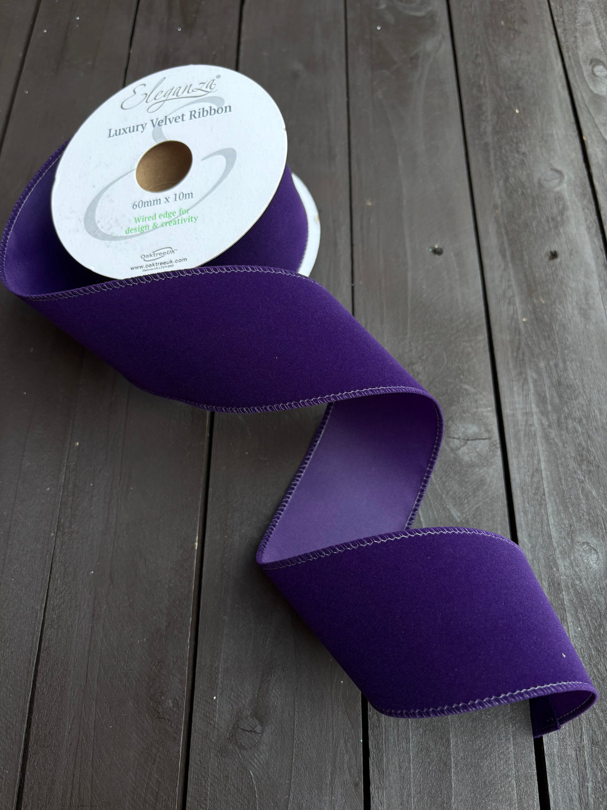60mm WIRED VELVET RIBBON PURPLE