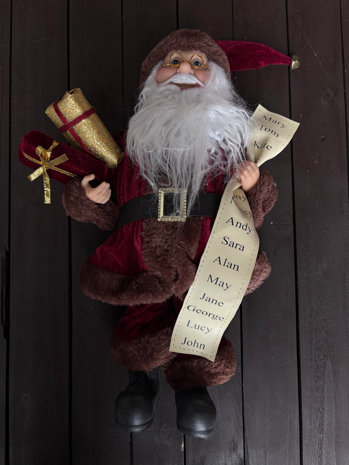 40cm SANTA ORNEMENT BURGUNDY