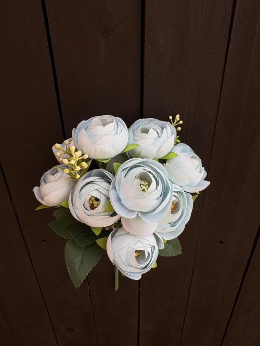 28cm RANUNCULUS BUSH BABY BLUE