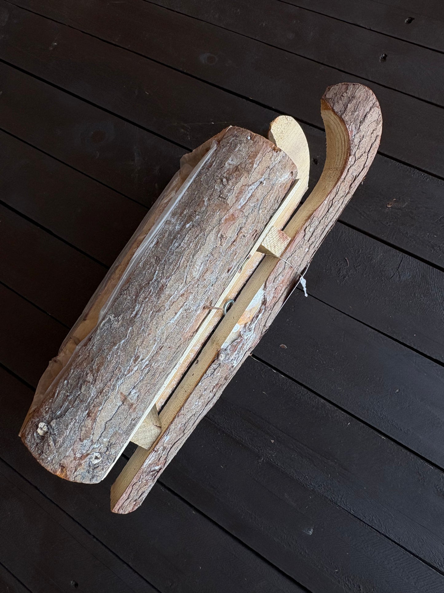 32cm WOODEN SLEDGE PLANTER NATURAL