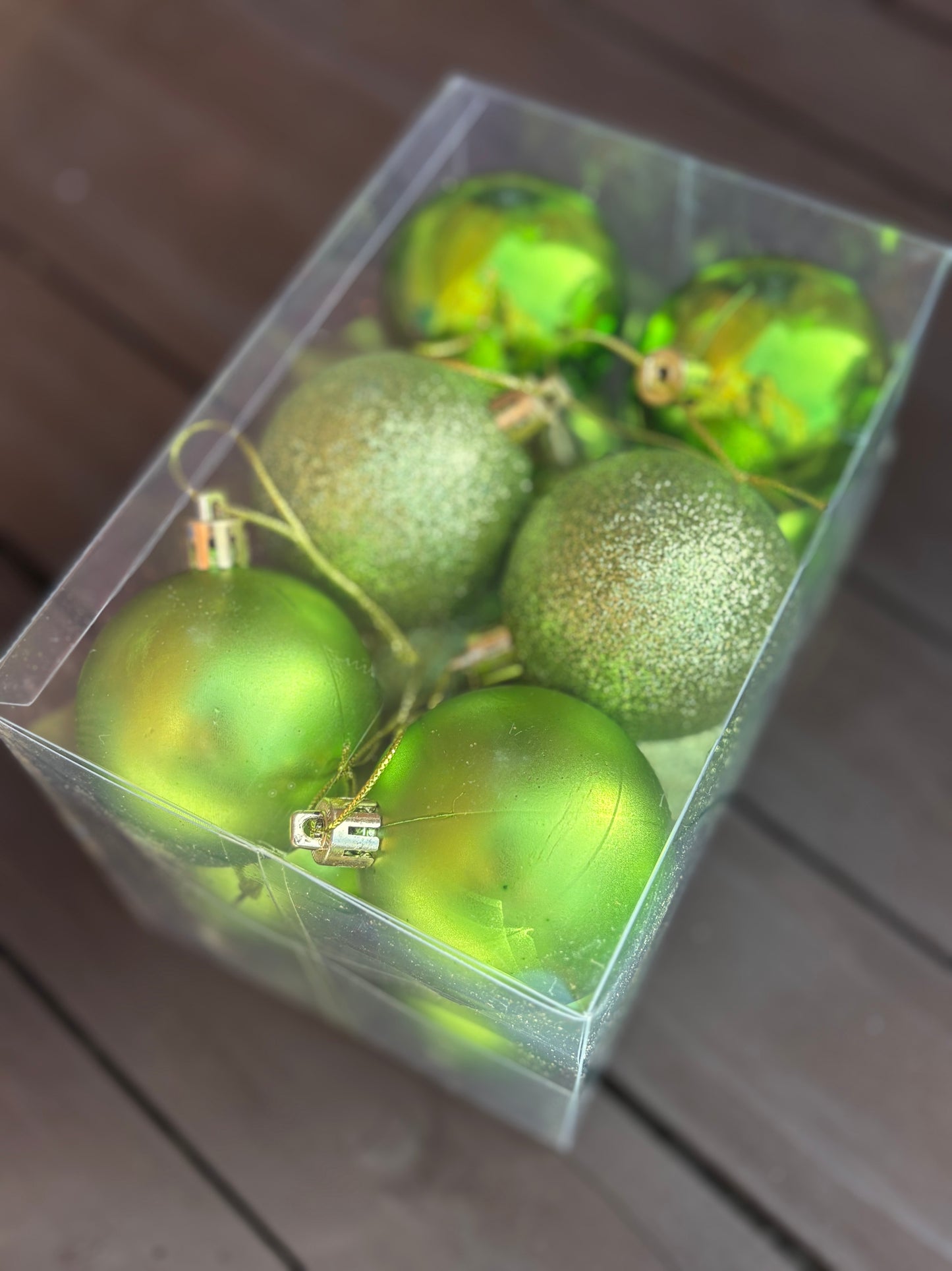 PK12 6cm ASSORTED CHRISTMAS BAUBLES GREEN