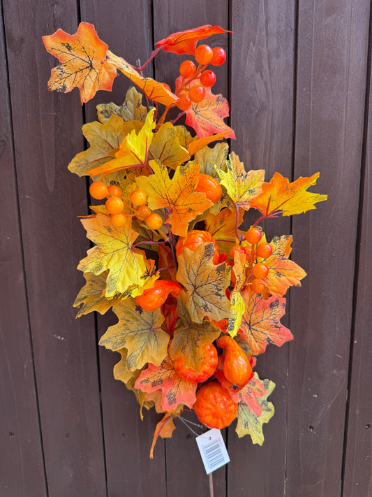 59cm AUTUMN MIX TEARDROP SWAG PUMPKIN ROSEHIP GREEN/ORANGE