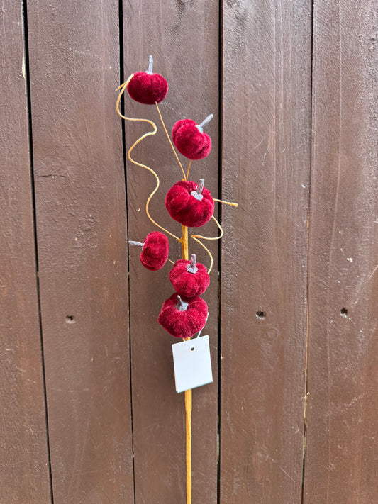 40cm AUTUMN MINI VELVET PUMPKIN SPRAY BURGUNDY