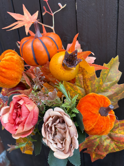 39cm AUTUMN MIXED PUMPKIN MAPLE BUSH ORANGE/BROWN