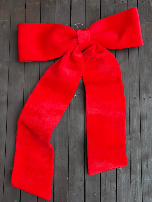 LARGE HANGING VELVET BOW RED
