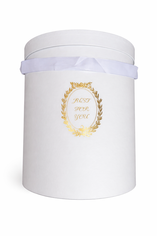 SET OF 3 27cm ROUND FLOWER HAT BOXES PEARL WHITE - JUST FOR YOU