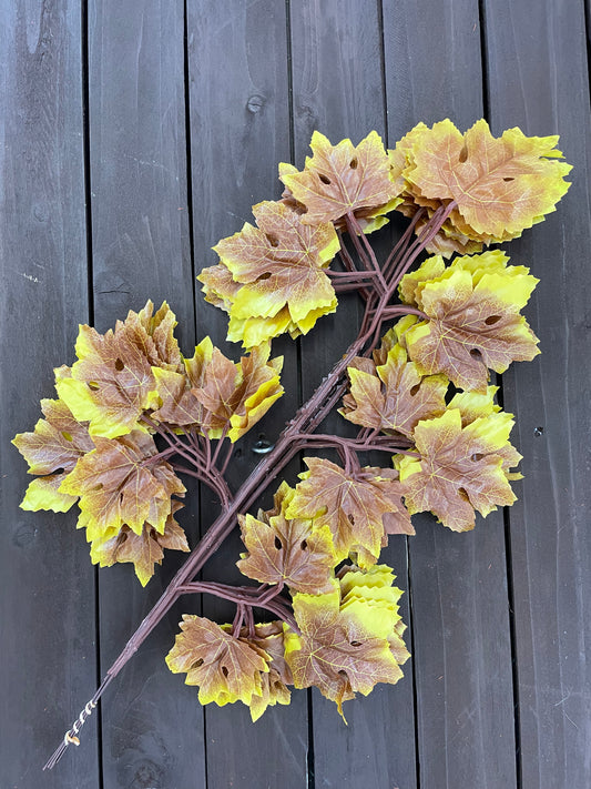 60cm MAPLE LEAF SPRAY BROWN/YELLOW PK6