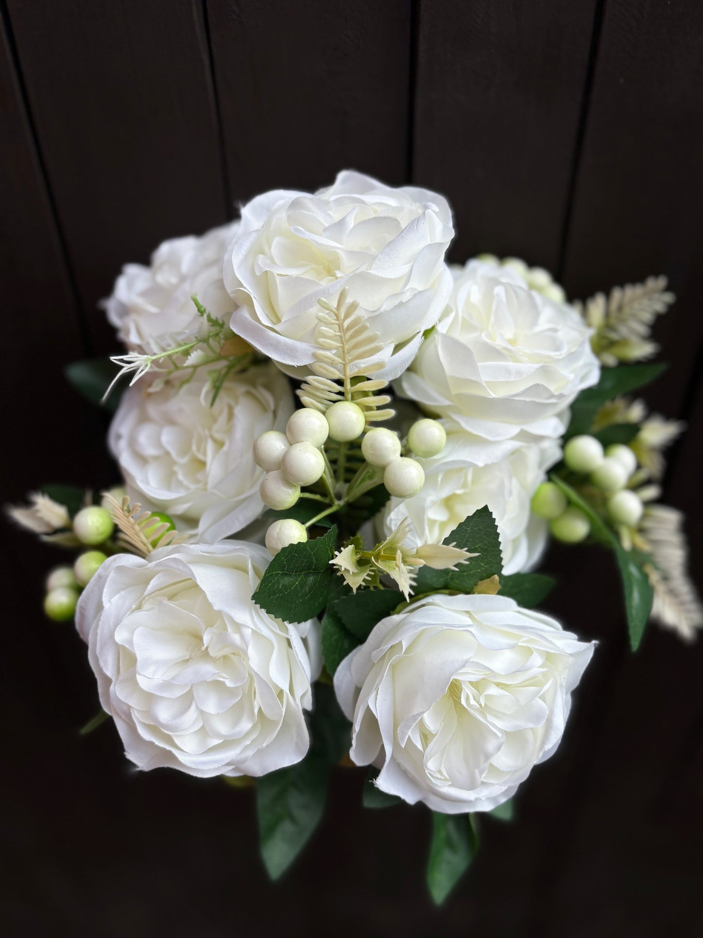 43CM CAMELLIA ROSE BUSH IVORY