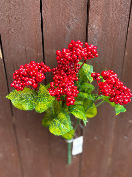 32cm BERRY CLUSTER BUSH RED