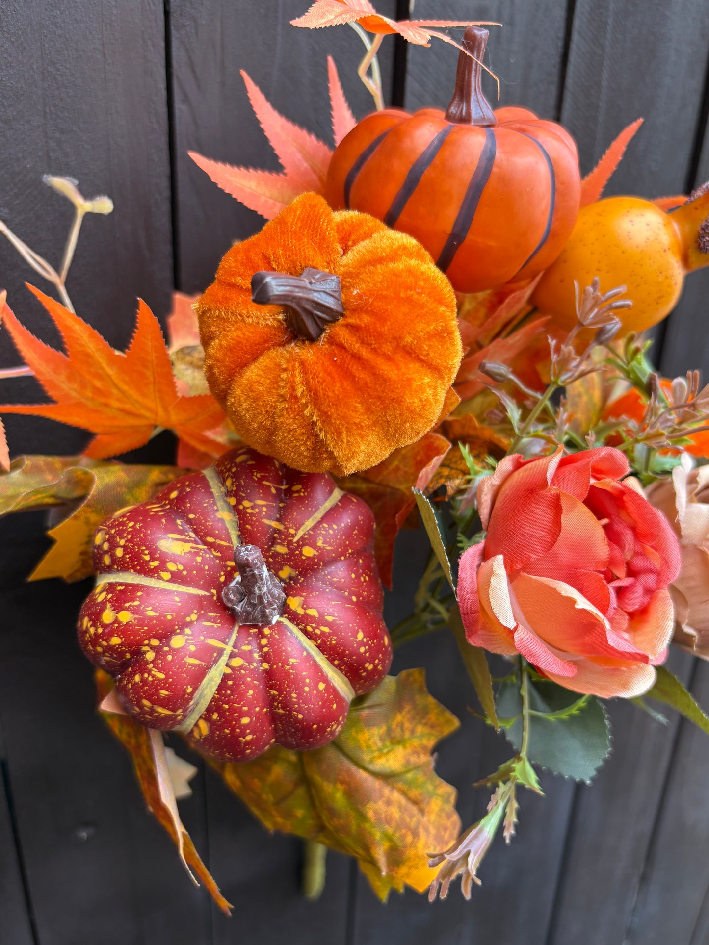 39cm AUTUMN MIXED PUMPKIN MAPLE BUSH ORANGE/BROWN