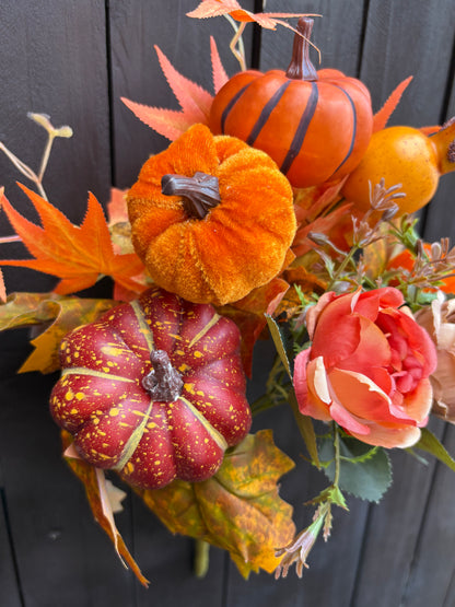 39cm AUTUMN MIXED PUMPKIN MAPLE BUSH ORANGE/BROWN