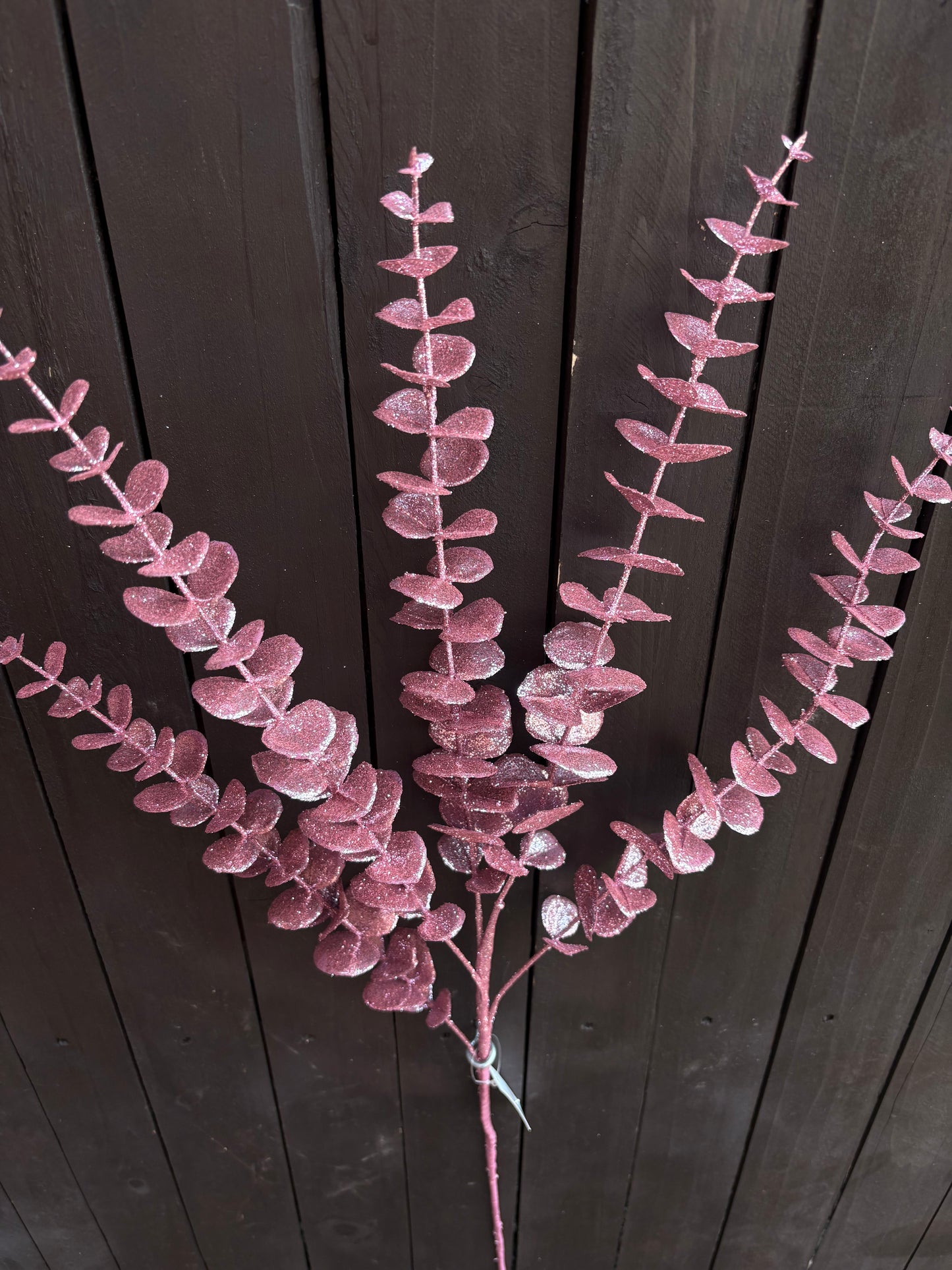 86cm GLITTER EUCALYPTUS SPRAY PINK