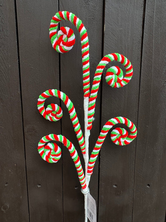 49cm 5 STEM CANDY CURL PICK RED/GREEN/WHITE