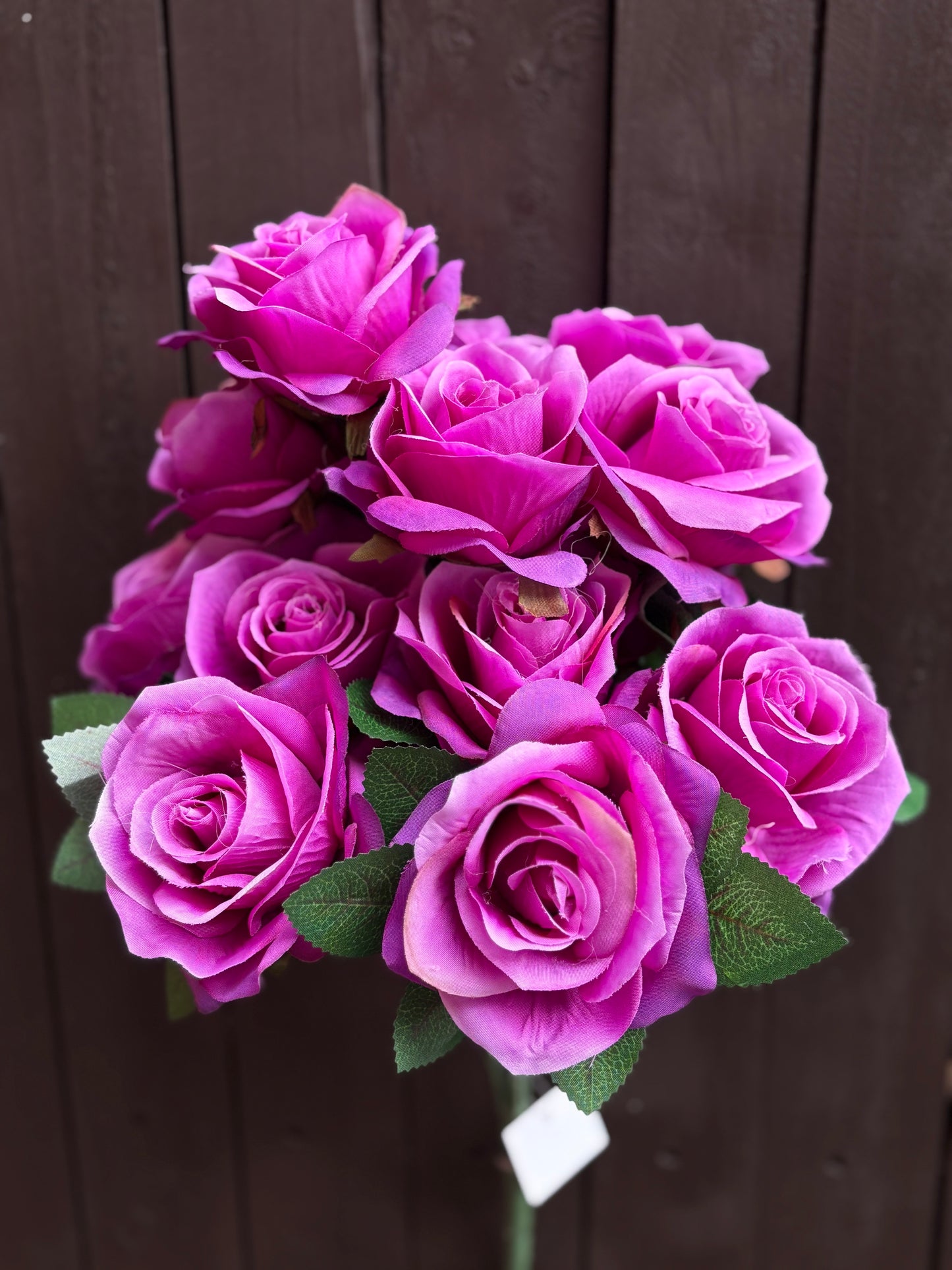 42cm 12 HEAD LARGE OPEN ROSE BUSH PURPLE