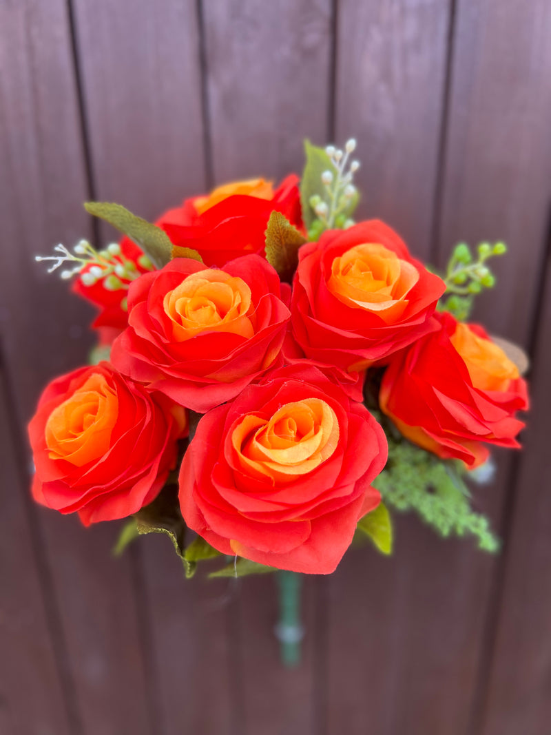 10 HEAD DELUXE ROSE BUNCH ORANGE