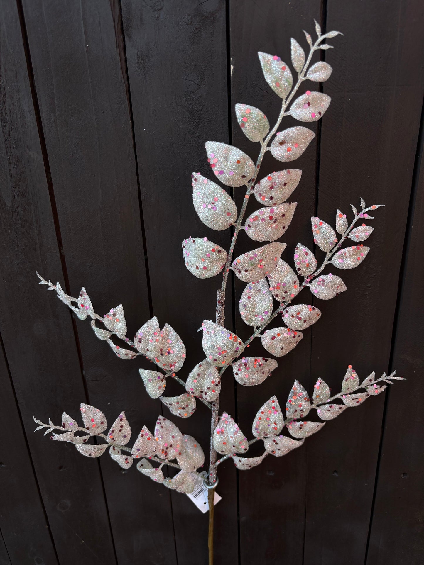 67cm LONG STEM GLITTER LEAF PINK
