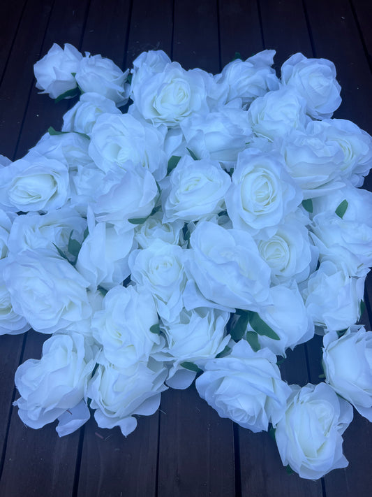 BAG x50 ROSE FLOWER HEADS IVORY