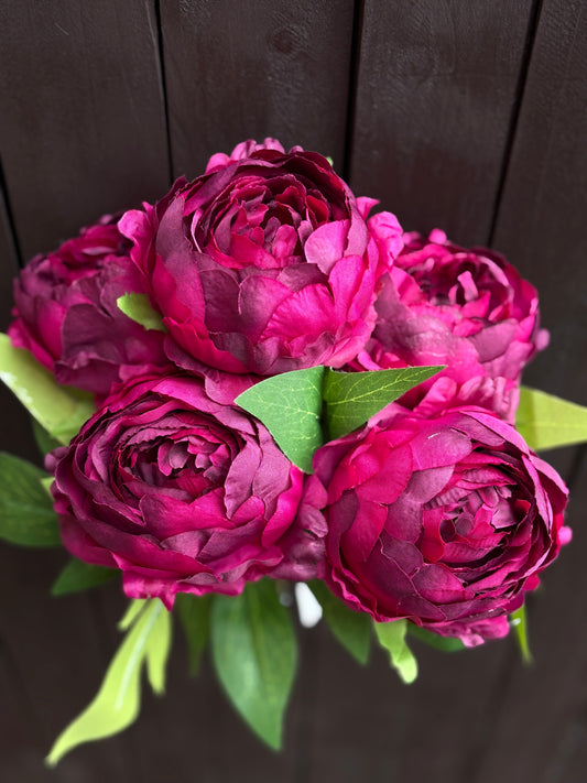 46cm LARGE PEONY BUSH WINE