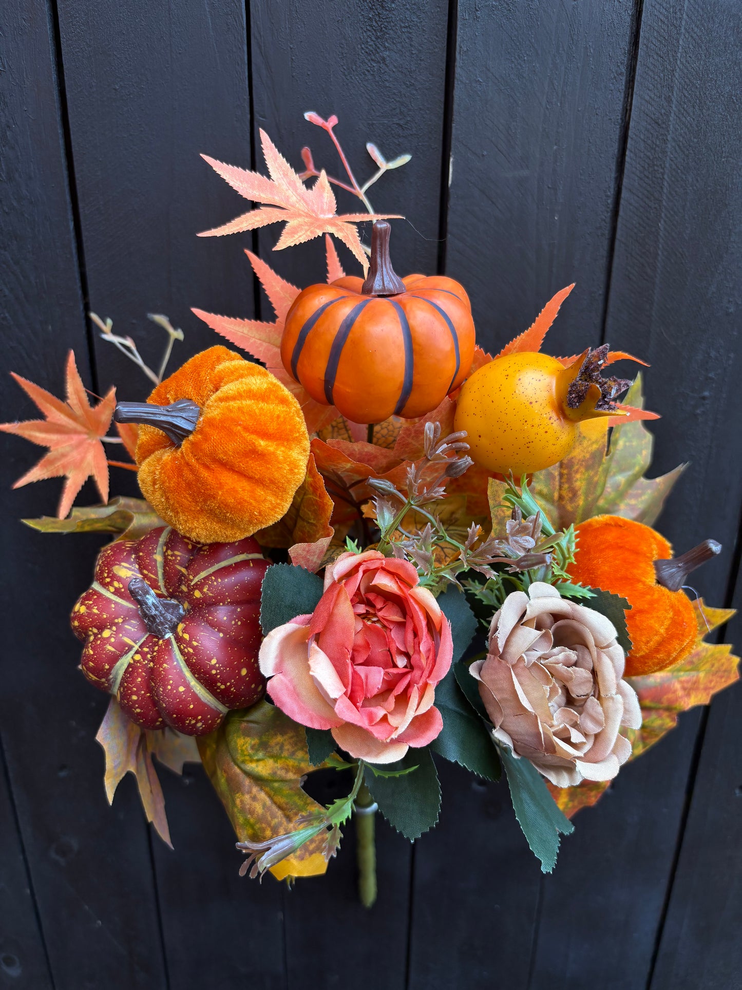 39cm AUTUMN MIXED PUMPKIN MAPLE BUSH ORANGE/BROWN