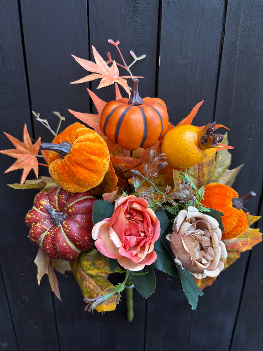 39cm AUTUMN MIXED PUMPKIN MAPLE BUSH ORANGE/BROWN