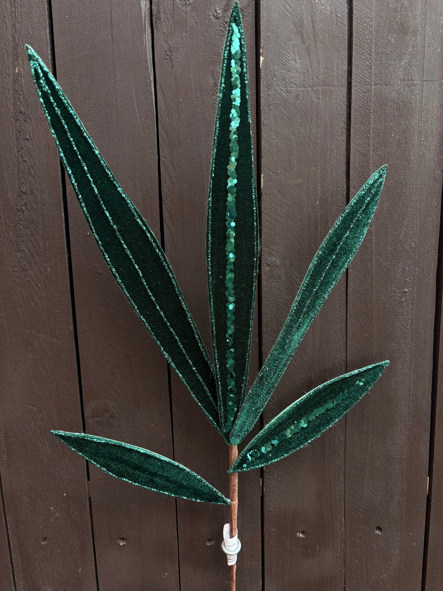 55cm VELVET SEQUIN GLITTER LEAF BRANCH