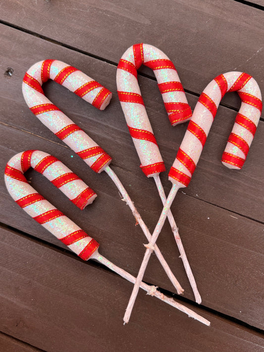 21cm PK4 GLITTER CANDY CANES