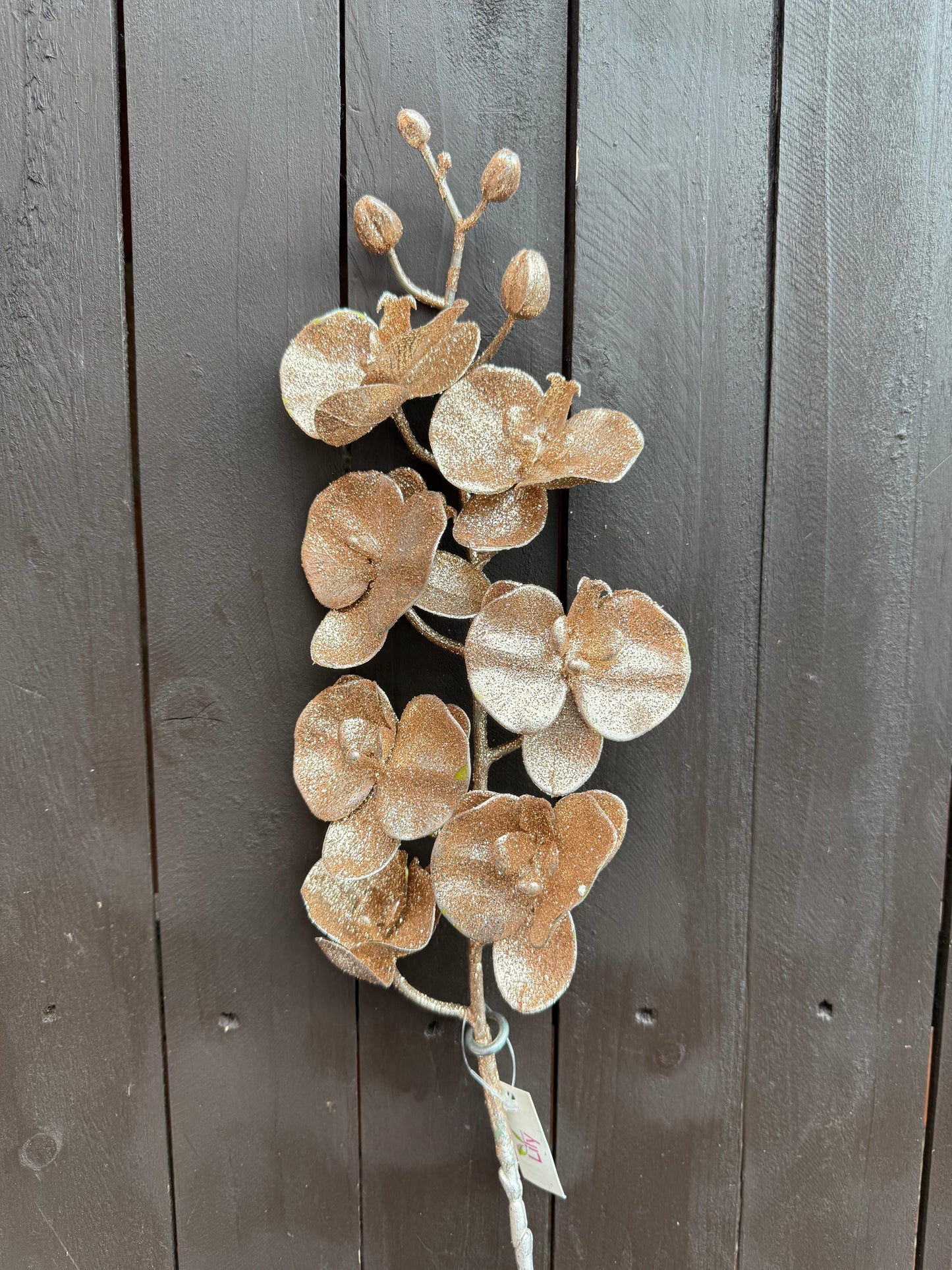 75cm GLOSSY PHALAENOPSIS GLITTER ORCHID GOLD