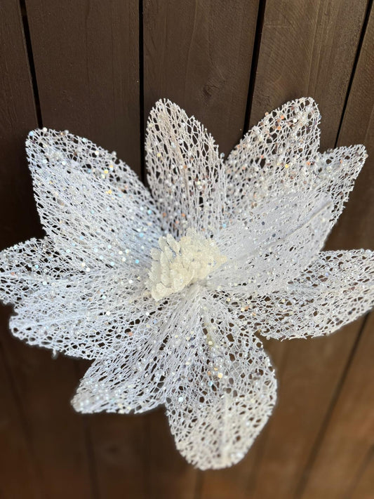 31cm DELUXE WHITE PEARL POINSETTIA